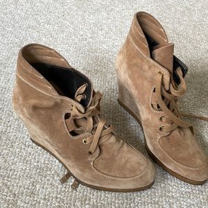 Stuart Weiztman Wedge Suede Booties - Size 9